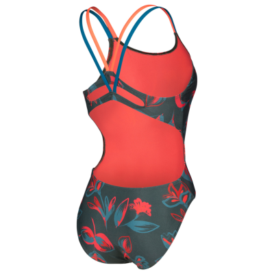 Arena W Arena Floral Swimsuit Lace Plus Back D 36 dark sage multi/bright coral/blue cosmo Damen Produktbild 1