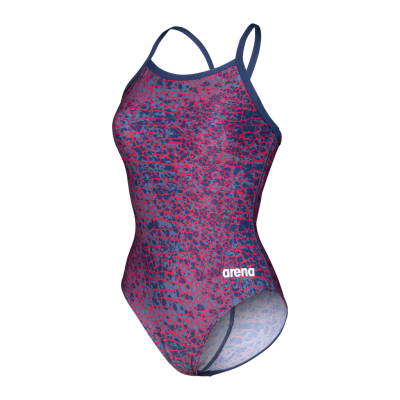 Arena W Arena Snakeskin Swimsuit Lightdrop Back D 34 navy/team redwhiteblue Damen Produktbild 1