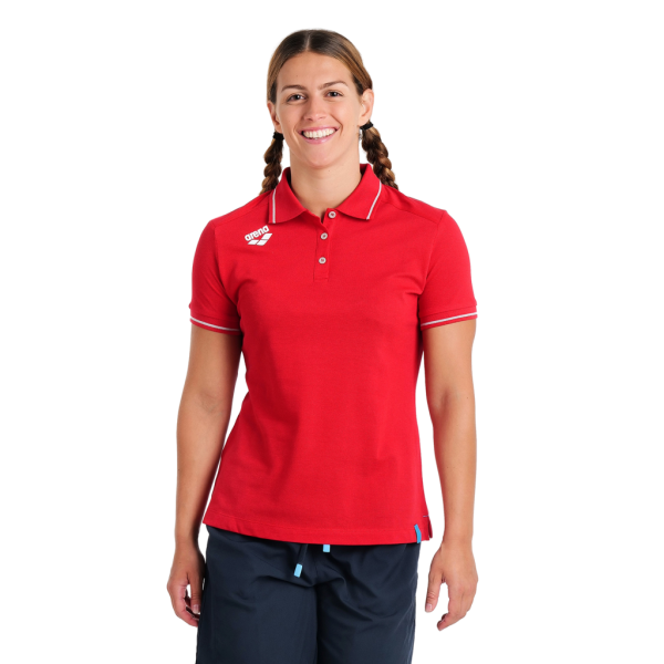 Arena W Team Poloshirt Solid Cotton S red Damen