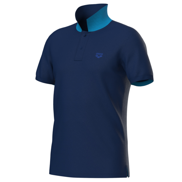 Arena M Poloshirt Solid Cotton Piquet L navy/turquoise Herren