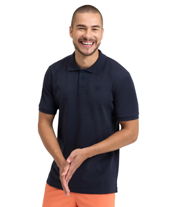 Arena M Poloshirt Solid Cotton Piquet S navy/aqua Herren