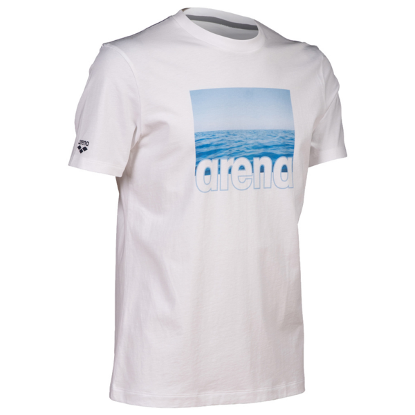 Arena M T-Shirt Solid Cotton L white/sea Herren