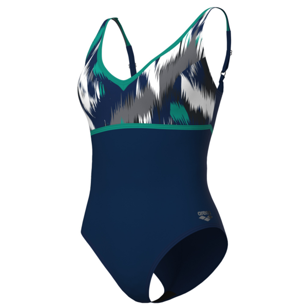 Arena W Bodylift Swimsuit Jennifer Wing Back C Cup D 38 navy multi/navy/bali green Damen