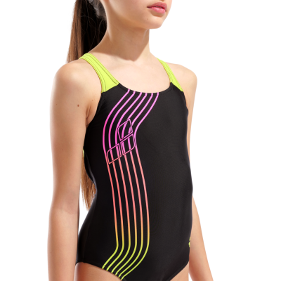Arena G Arena Sound Track Swimsuit Swim Pro Back 128 black/artic lime M&auml;dchen Produktbild 1