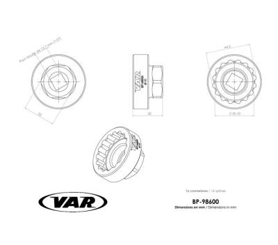 VAR Innenlagerwerkzeug BP-98600 SHIMANO ULTEGRA BBR60 41 mm Produktbild 1
